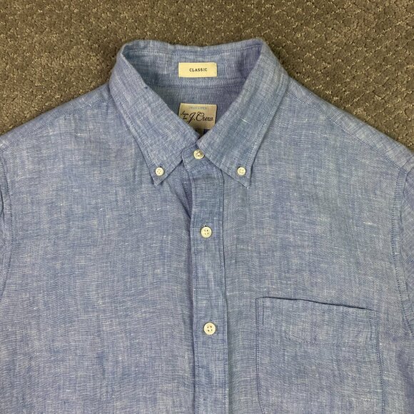 J. CREW Baird McNutt 100% Irish Linen Shirt Men's Small Blue Button Down - Picture 2 of 10